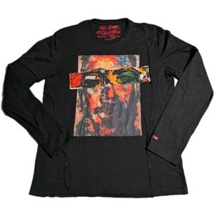 Being Human Salman Khan Mens Large Graphic Long Sleeve Shirt Black Distressed...